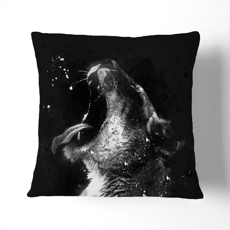Yawning Lioness Cushion with Filling, 40cm H x 40cm W x 15cm D, White