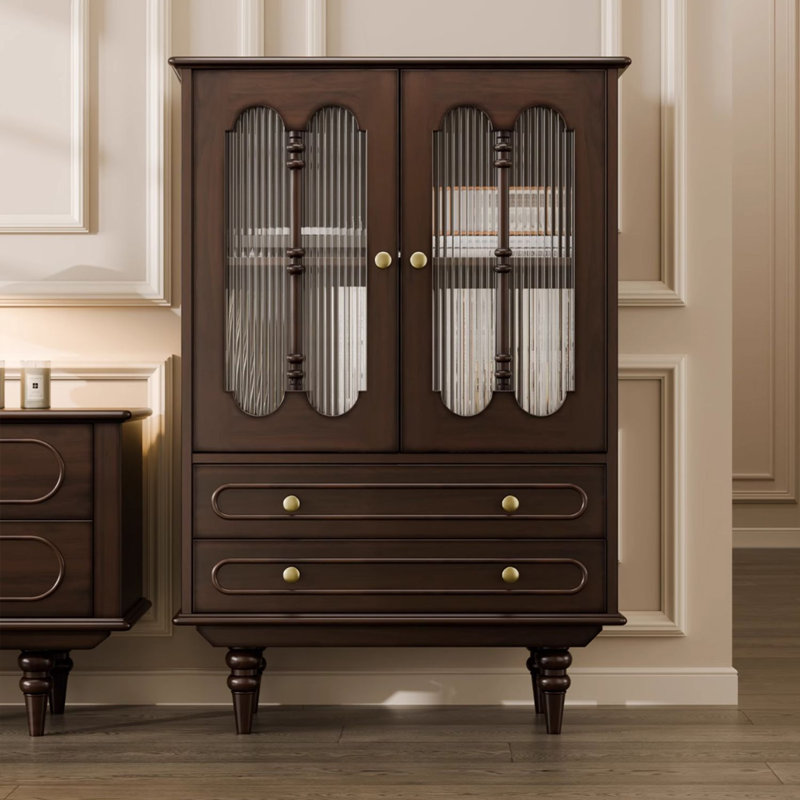 Dark-coffee Solid Wood + Glass Display Cases