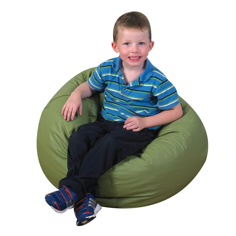 26" Cozy Woodland Round Bean Bag, Sage Faux Leather