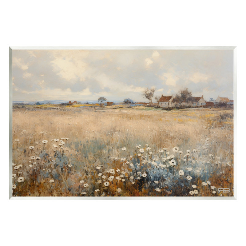 Cottage et prairie naturelle, art mural par RB, H 10 po x l 15 po
