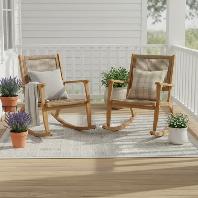 Ensemble de chaises berçantes d'extérieur en bois d'acacia (ensemble de 2)