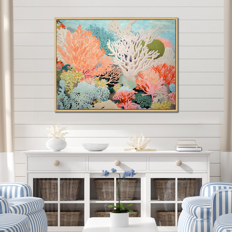 «Colorful Coral and Anemones Scenery I - Coastal Coral Under Water», reproduction d'art sur toile encadrée