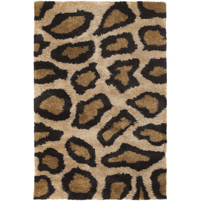 Baumgarten Authentic Hand-Woven Black & Tan Animal Print Wool Area Rug