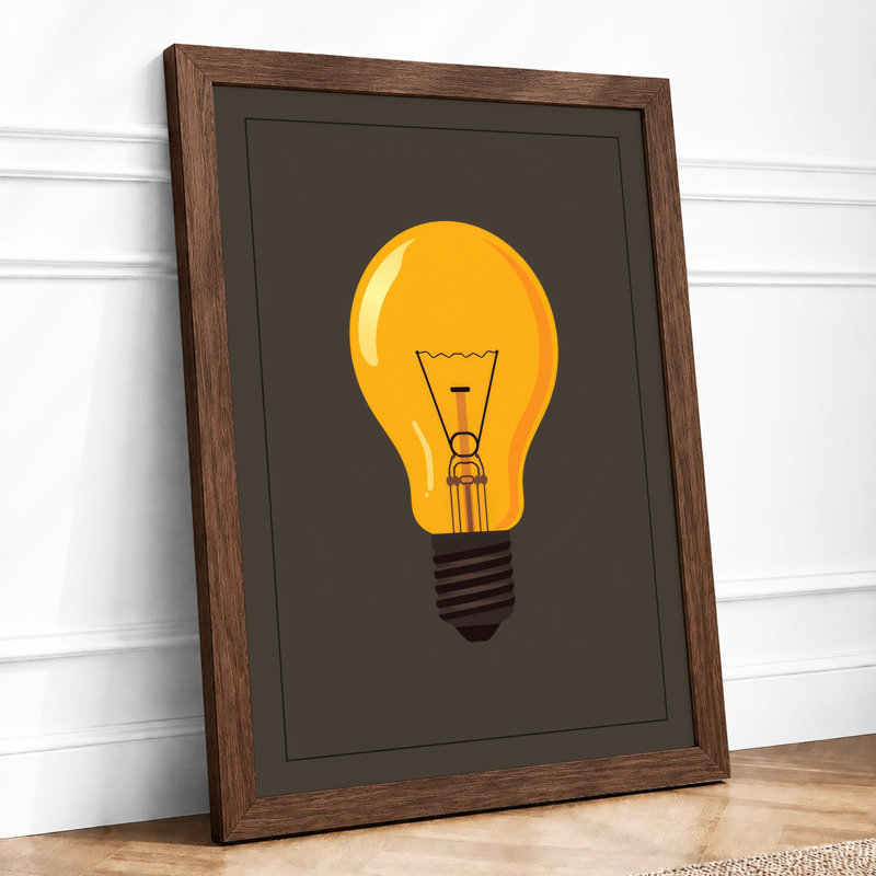 Bulb in Focus Modern - Framed Print, A2 - 59.4 x 42.0 cm, Walnut
