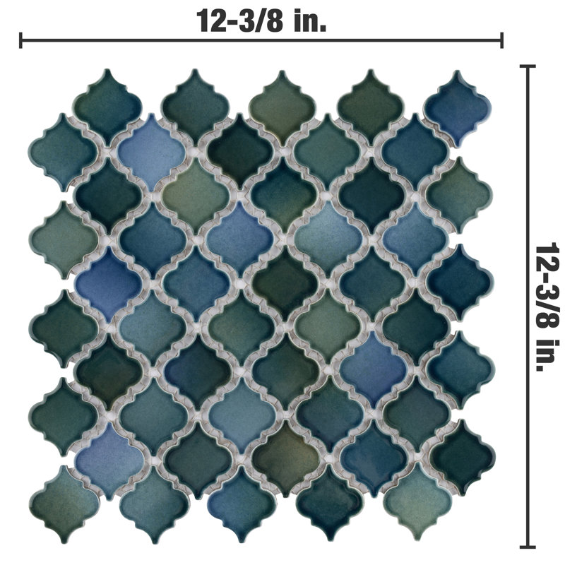 Hudson Tangier 2" x 2" Porcelain Arabesque Mosaic Wall & Floor Tile, Lagoon