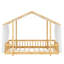 Lit plateforme avec cadre en forme de maison, baldaquin transparent et guirlandes lumineuses pour une chambre d'enfant ludique-178495969-178495983