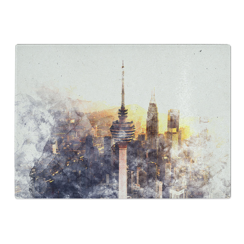 Tempered Glass Menara Tower in Kuala Lumpur Chopping Board, 20 cm x 28.5 cm
