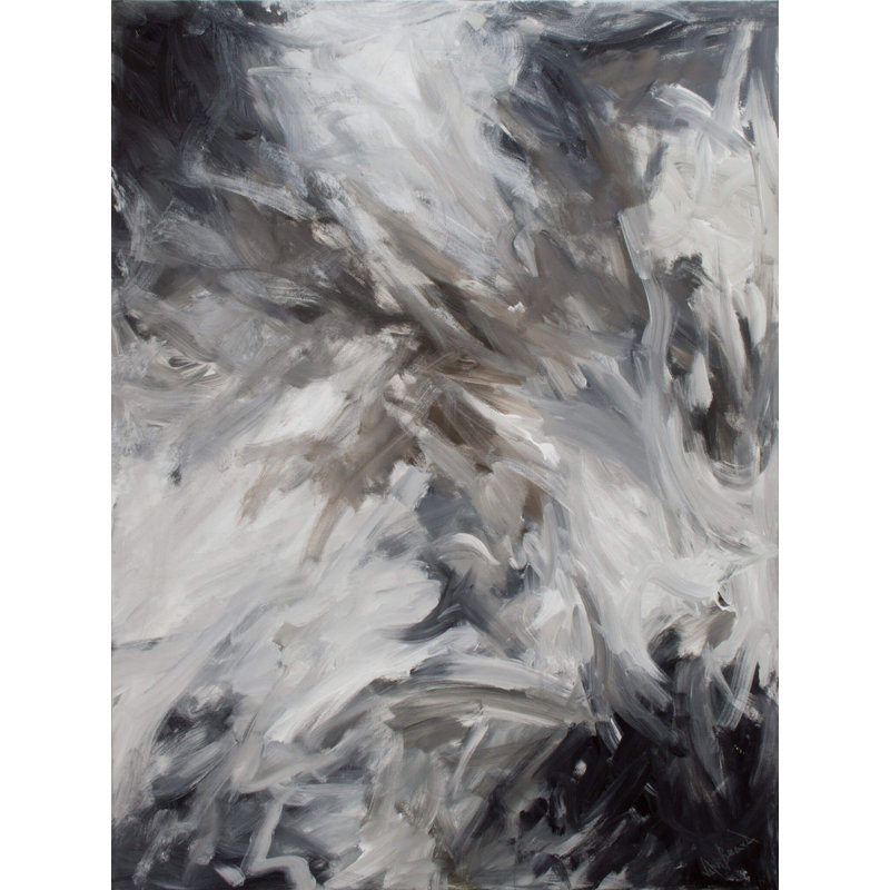 Abstract Print by John Beard, White Framed Canvas, 48" H x 36" W x 1.75" D