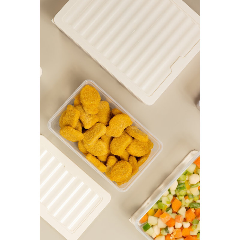 Versatile Storage Box Set (4 Pieces), Cream Color, Large: 8.9 x 11.2 x 3.5 inches (5.3 qt), Small: 8.9 x 11.2 x 2.0 inches (2.4 qt) | 100% Plastic, Dishwasher, Microwave (up to 203°F) & Freezer (down to -13°F) Safe