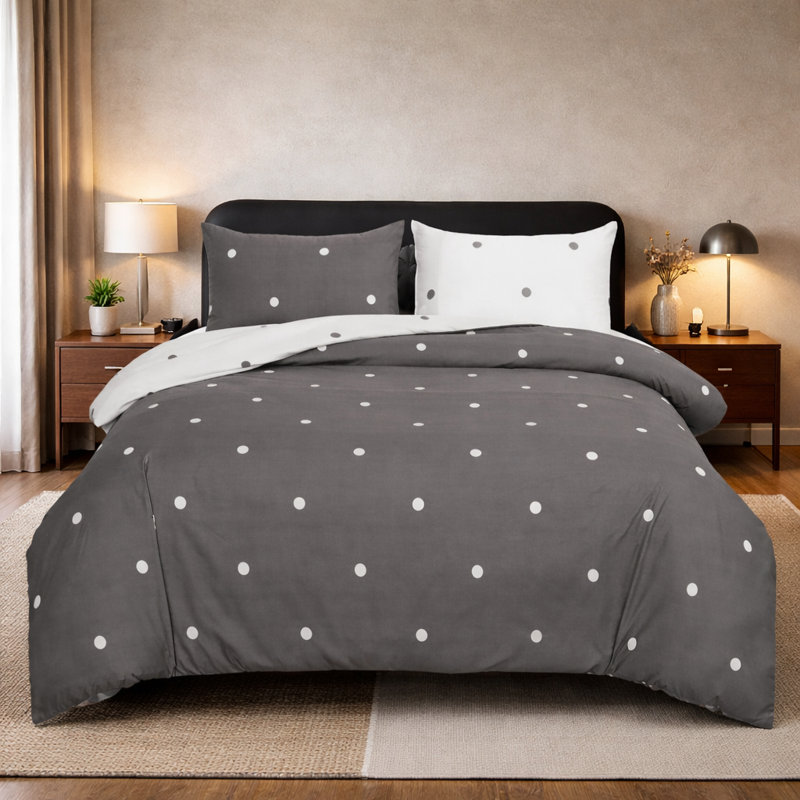 Microfiber Polka Dots Duvet Cover Set, KING