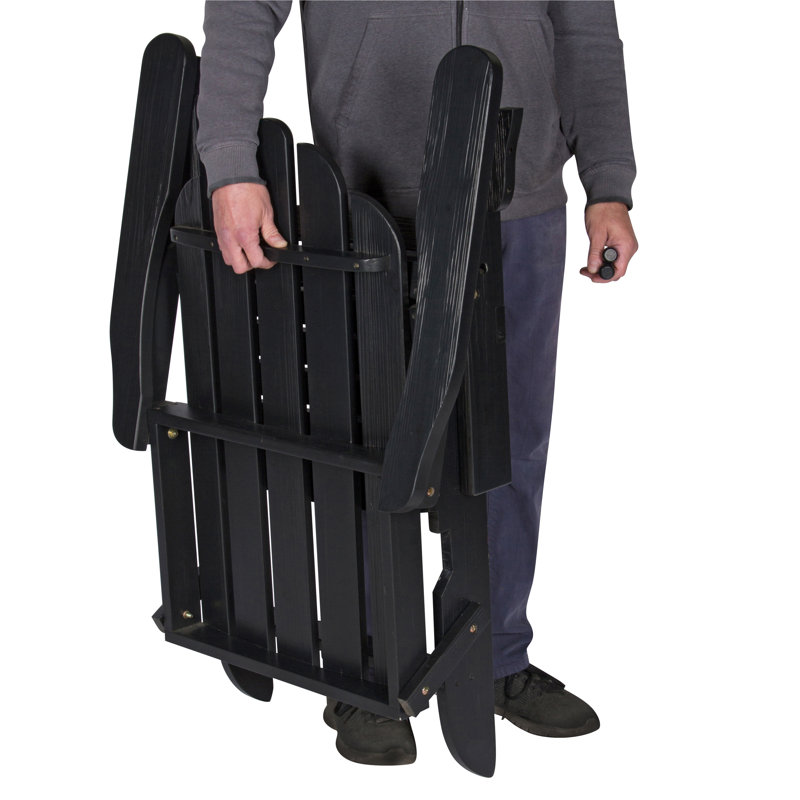 Ensemble de chaises Adirondack pliantes en bois massif avec table Candias, Noir