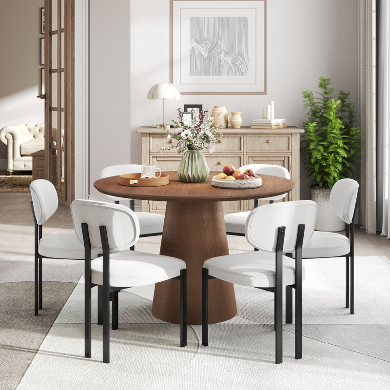 Ensemble de table de salle à manger 31,6 "H, 7 pièces : table, 6 chaises, Noyer, Orange