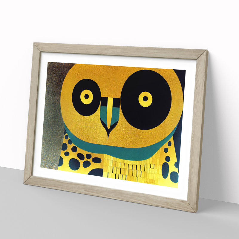 Golden Abstract Owl - Framed Print