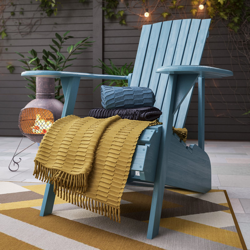 Melida Acacia Outdoor Adirondack Chair, Teal