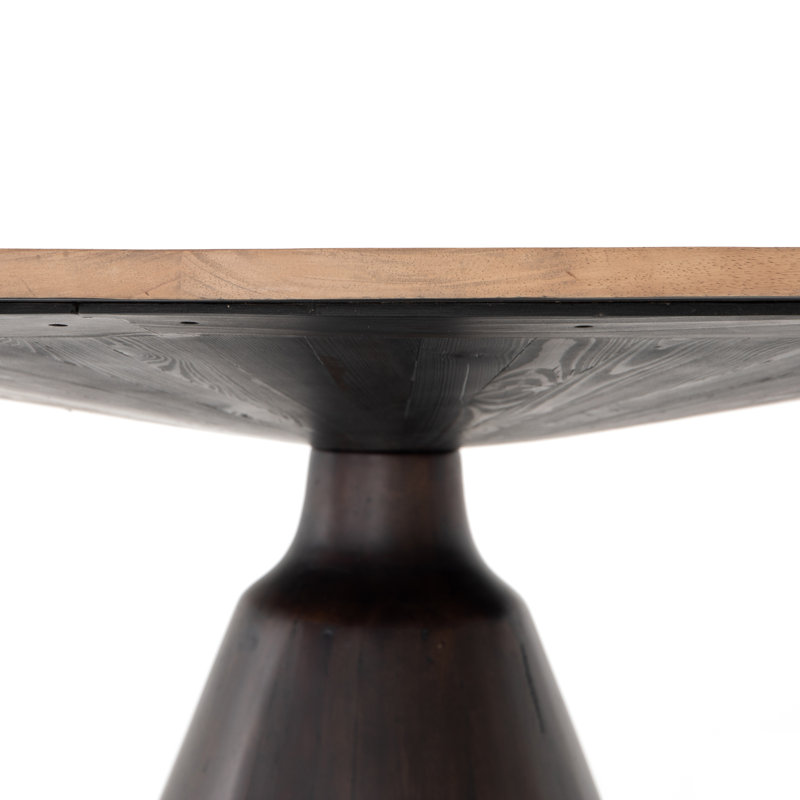 Bronx Round Dining Table, Light Brushed Parawood/Dark Brown