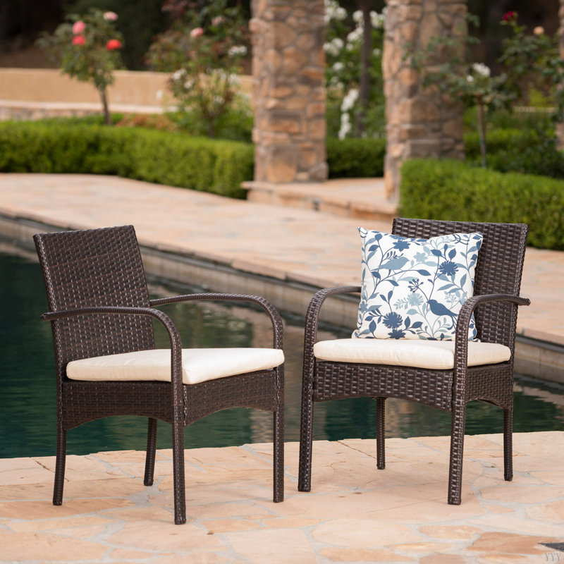 [Set Of 2] CORDOBA KD PE WICKER DINING CHAIR, Brown/Beige