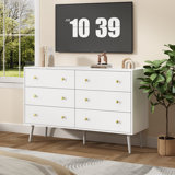 Dantee Dresser for Bedroom, 6 Drawer Dresser with Gold Handles, Modern Dressers & Chests of Drawers