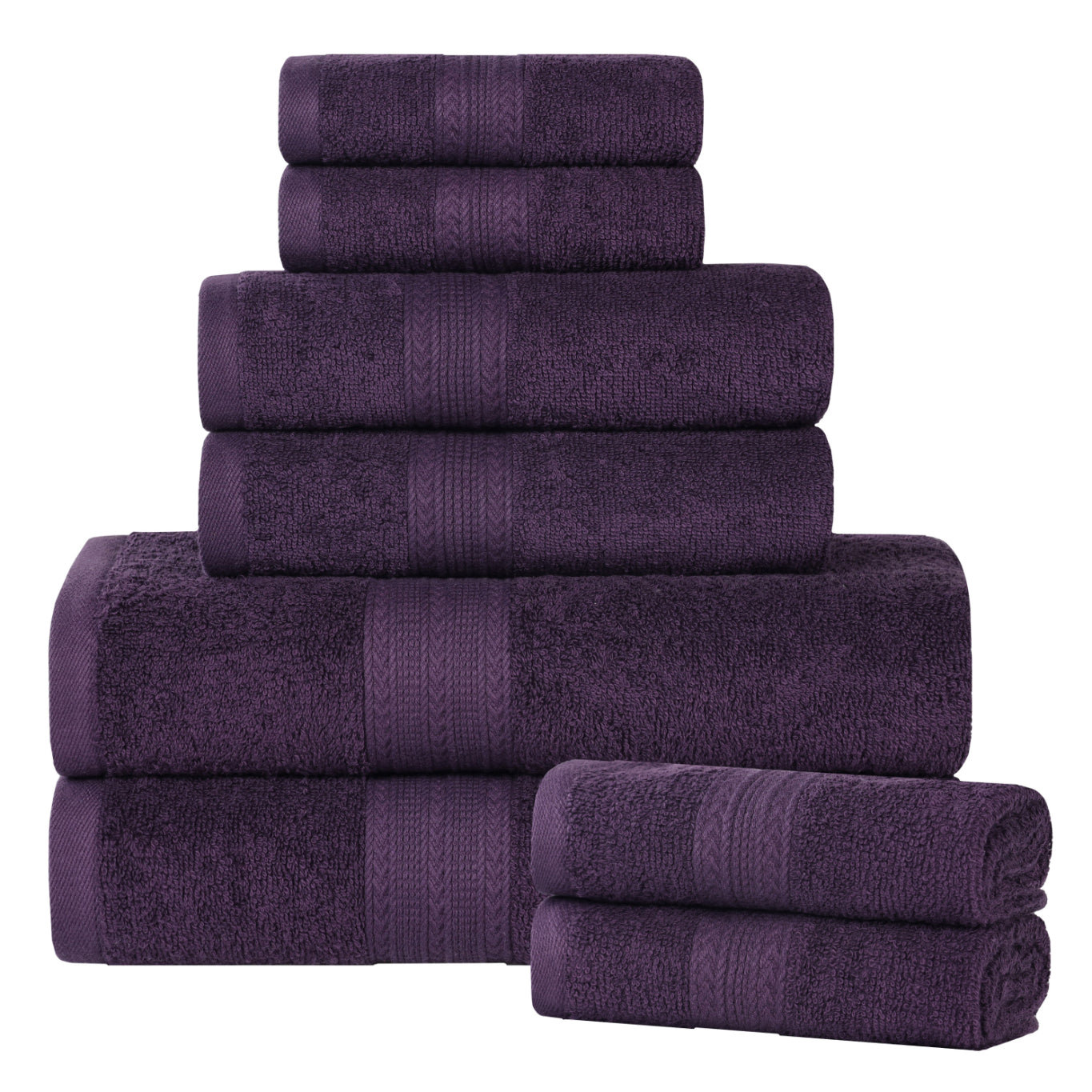 Asleigh 8-Piece Cotton Towel Set, Eggplant