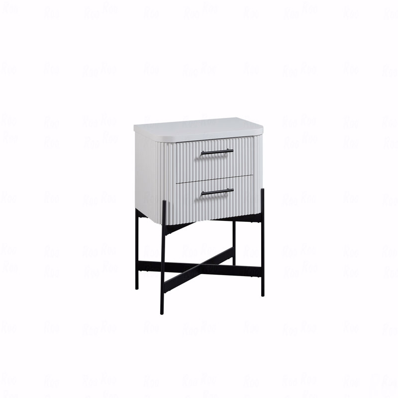 2-Drawer Nightstand - In White (With USB-C Ports)