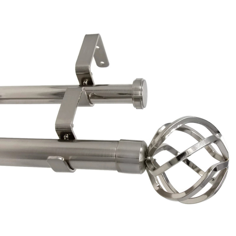 Tringle à rideaux double pour fenêtre Courville, H 1 po x l 48 po x P 1 po, Acier brossé