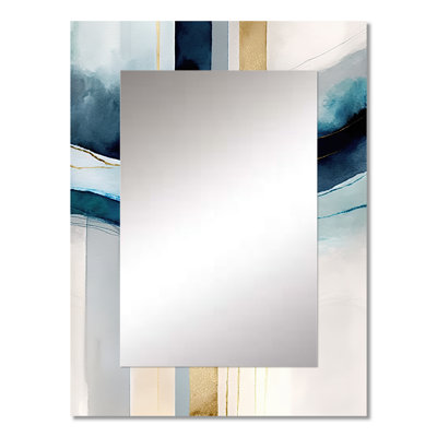 Abstract Transitional Modern Shapes V - Abstract Shapes Large Mirror, Blue Unique Wall Mirror Decor, Printed Metal Art