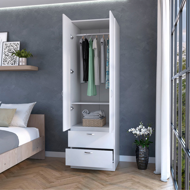 Armoire 2 tiroirs blanche 2 tiroirs
