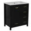 Ensemble de meuble-lavabo 30 po avec lavabo en céramique, meuble de rangement à structure en bois, ensemble de meuble-lavabo autoportant avec 4 tiroirs et portes à fermeture douce, noir
