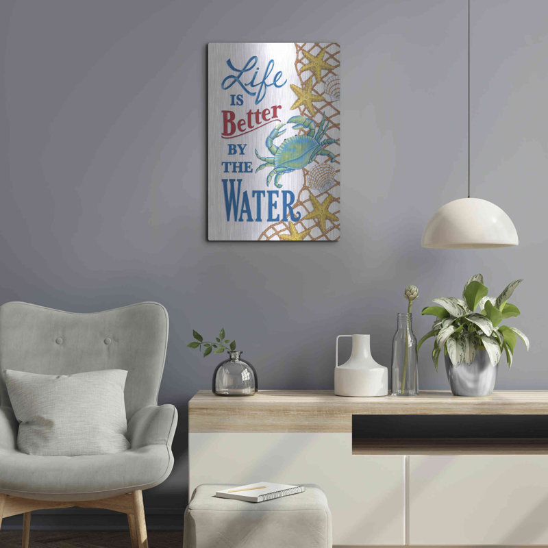 Mieux «par le crabe d'eau» par Deb Strain, art mural en métal, 16 po x 24 po, H 24 po x l 16 po