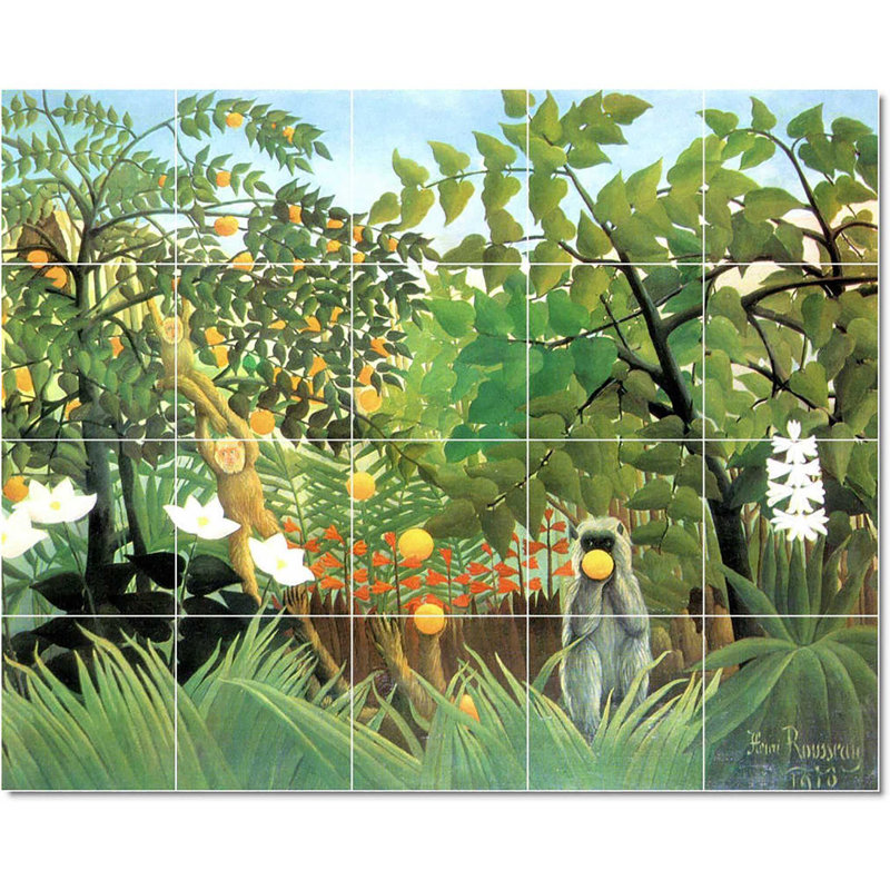 Carreau de peinture murale 40 po x 32 po 8 po x 8 po, Affiche Jean-jacques rousseau W23063