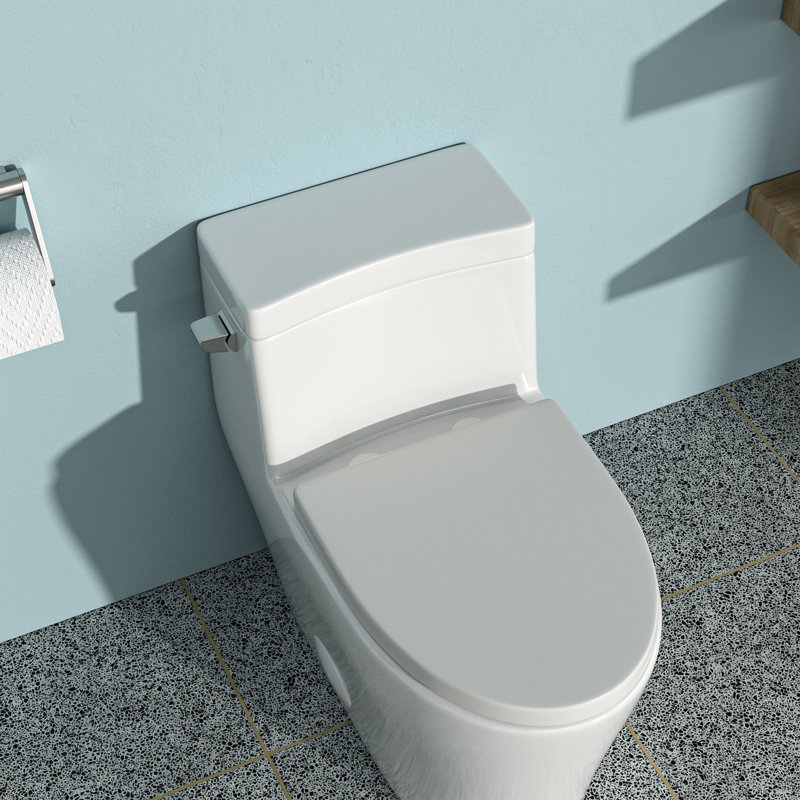 Toilette en céramique avec fonction - une pièce, blanche, haute, à chasse Tornado, chasse d'eau facile à utiliser pour la propreté