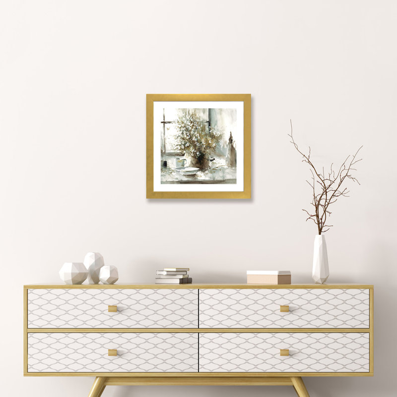 «Daisy Still Life» - reproduction d'art, H 24 po x l 24 po x p 1 po, Papier doré