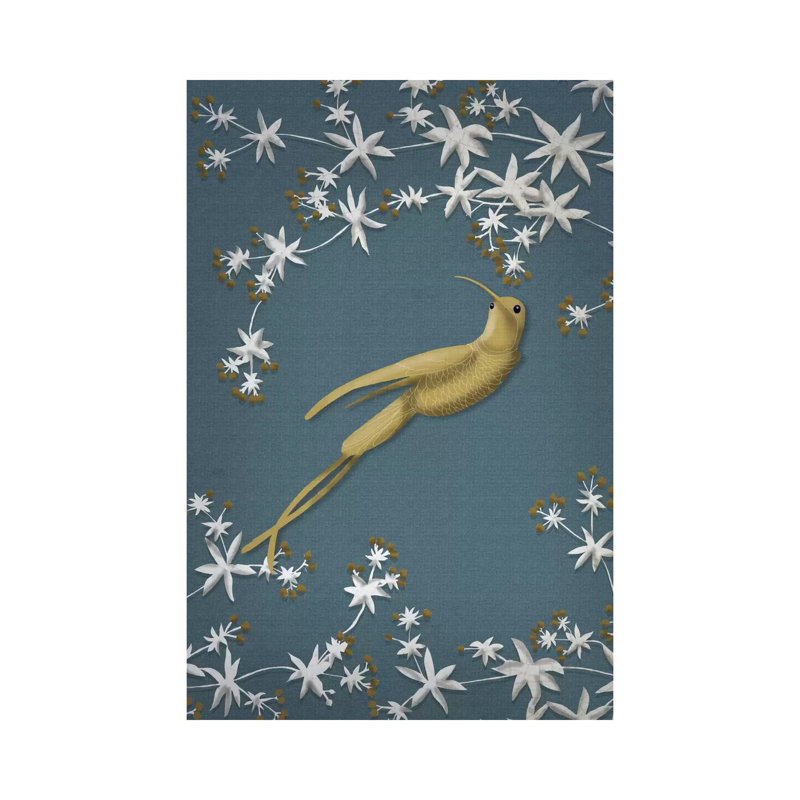 Golden Hummingbird II par Fab Funky - impression d'art graphique, H 26 po x l 18 po x 1,5 po, Toile tendue, Aucun mat
