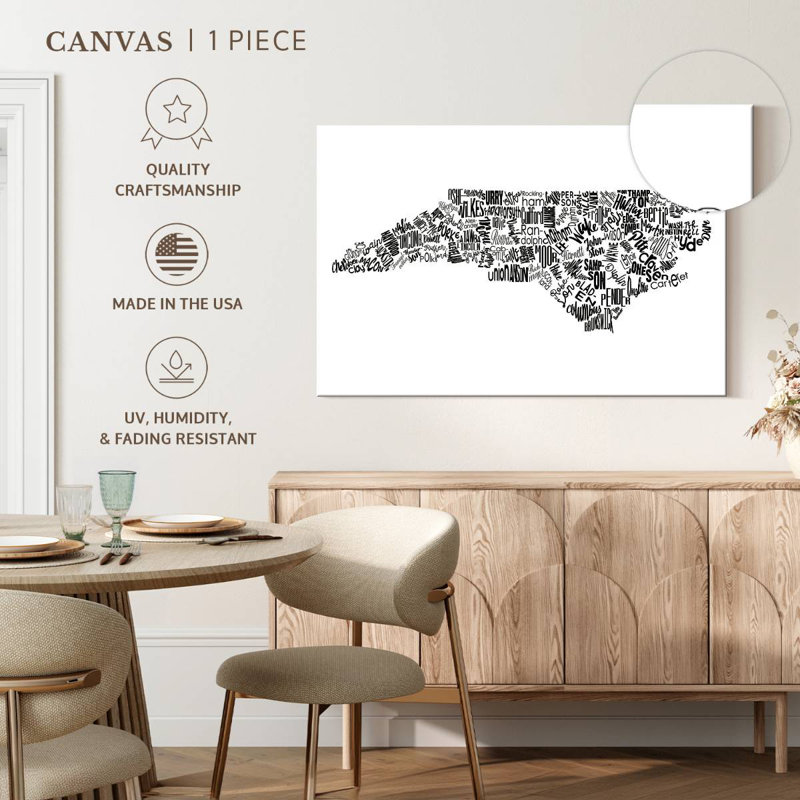 North Carolina Map Typography