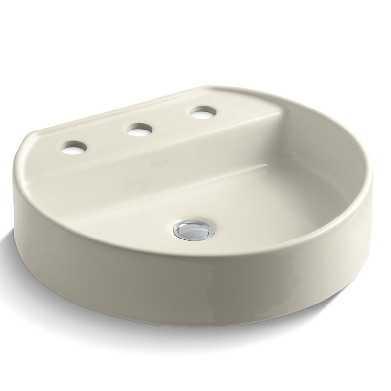 Chord Wading Pool Vessel Bathroom Sink, Blanc, 8" Centers