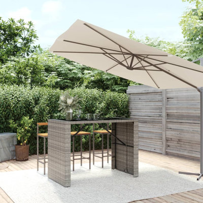 Datavian Rectangular Glass Outdoor Bar Table