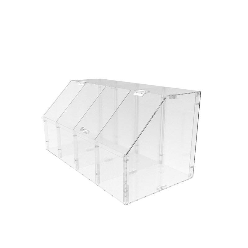 Fixclear Acrylic Candy Bin Partitioned Dry Food Display Spices Container Retail Donut Cookie Bin Ships Knock Down 4 Tier Shelf Display 100826-NEW