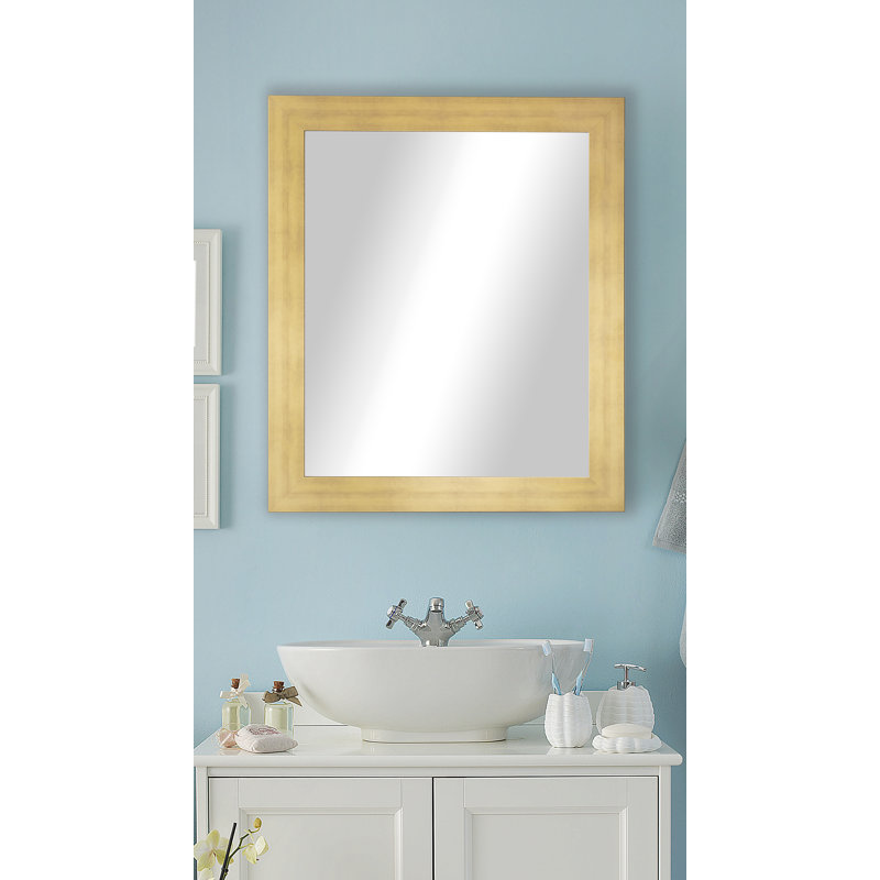 Miroir décoratif, 33 po x 26 po, Or mat