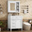 Meuble-lavabo 30 po avec lavabo en céramique, 2 tiroirs, armoire à miroir et lavabo de qualité à finition blanche-1231807374