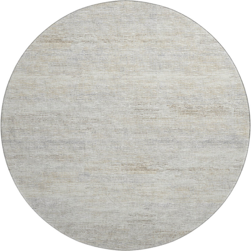 Premium Machine Washable Mayfield Beige Rug, Round 8'