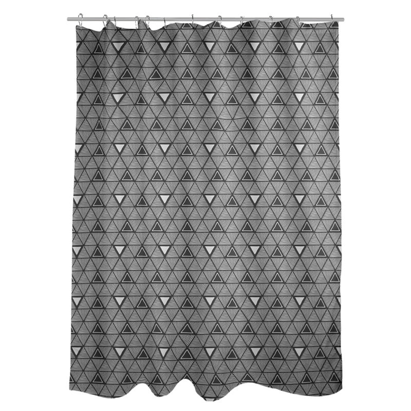 Rideau de douche simple à triangles à main classique Patricia Geoffrey, Noir, Yes