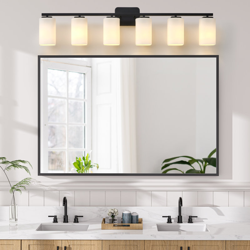 Éclairage pour meuble-lavabo à intensité variable Kagan, Noir mat, Blanc, 6