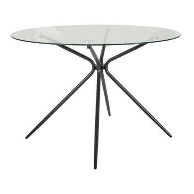 Round Glass Top Metal Base Dining Table