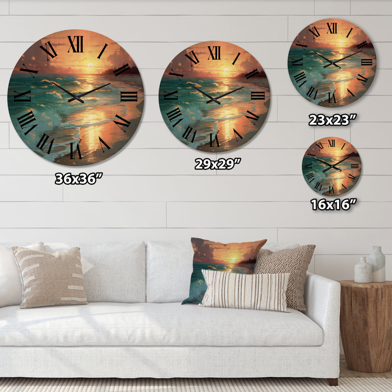 Horloge murale sable et bleu Caraïbes, Très grand