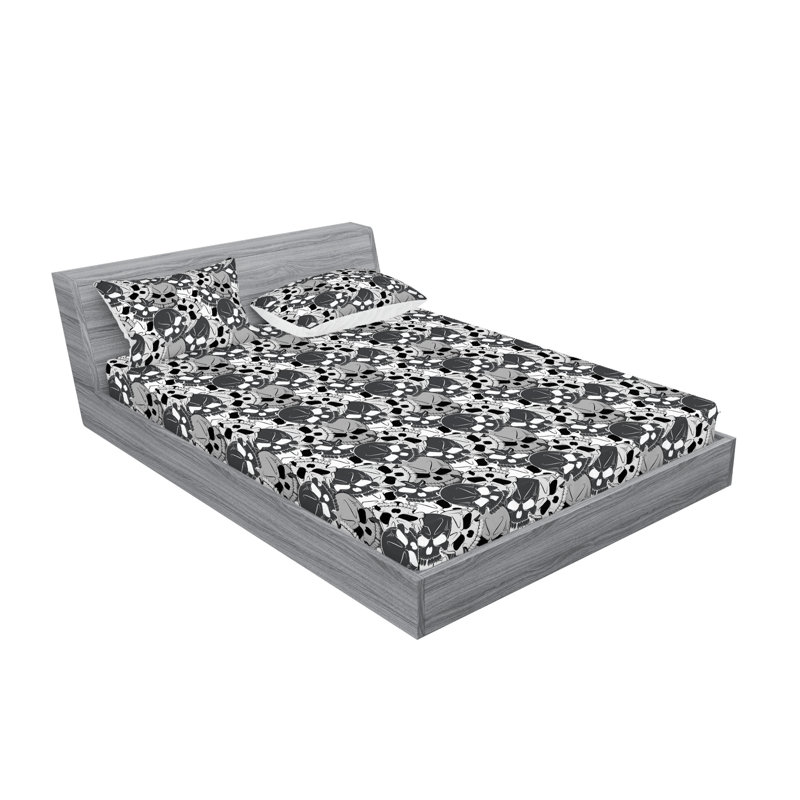 Drap-housse et taie décorative Ambesonne gris anthracite et coquille d'œuf, Ensemble de draps pour très grand lit avec 2 taie