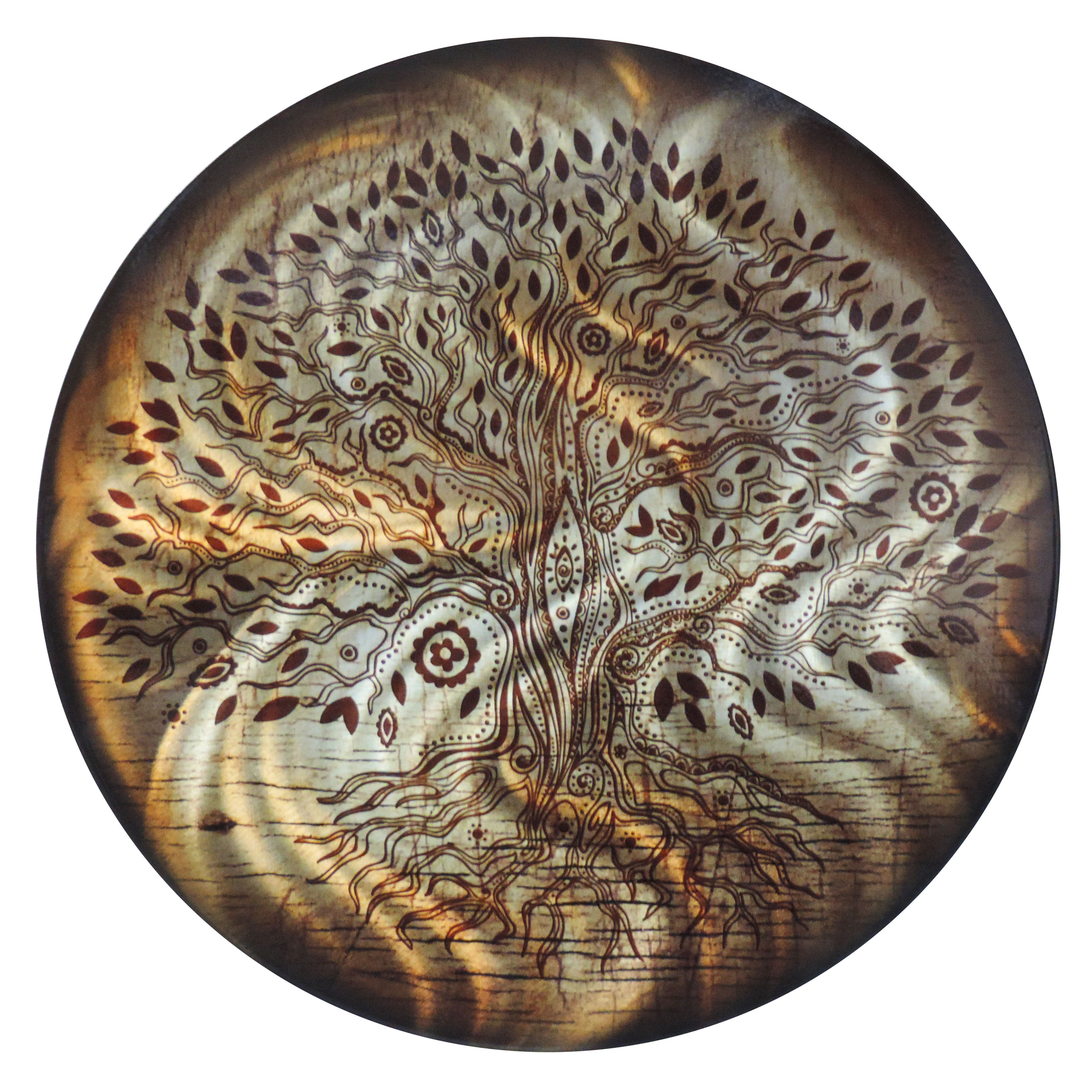 Round art. Amber graphic. Unique Trees made of Metal.
