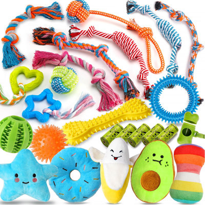 25-Pack Luxury Dog Chew Toys for Puppies – Ropes, Treat Balls & Squeaky Teething Toys