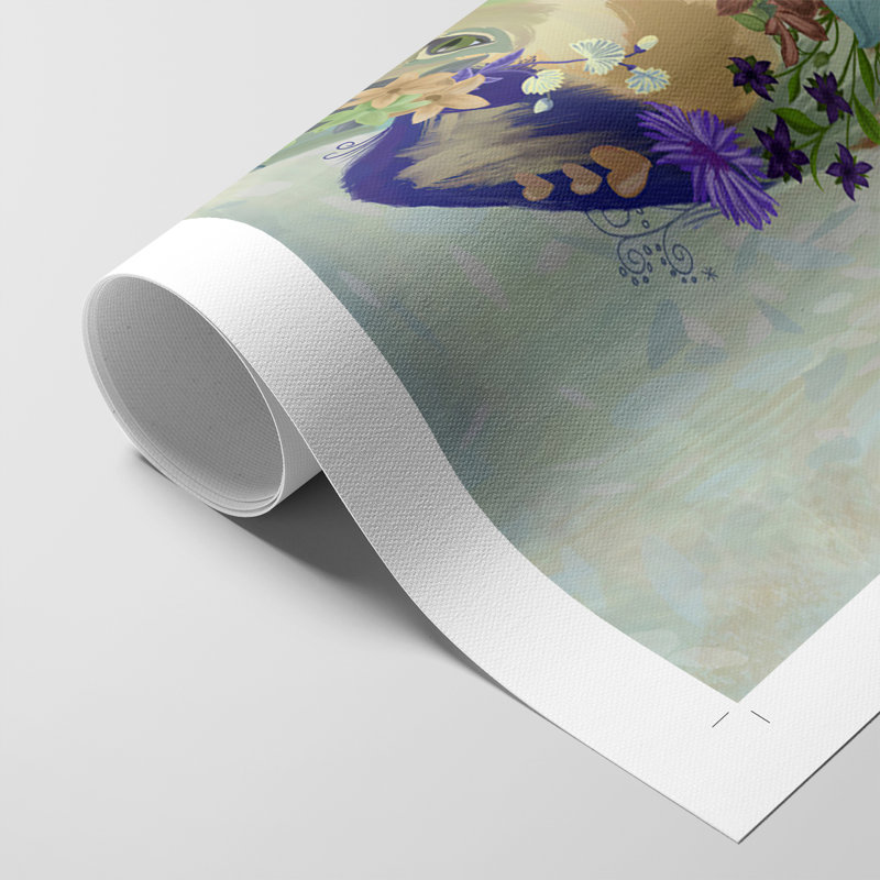 Fantastic Florals Fox, Sitting - reproduction de toile seulement - NON-CADRE
