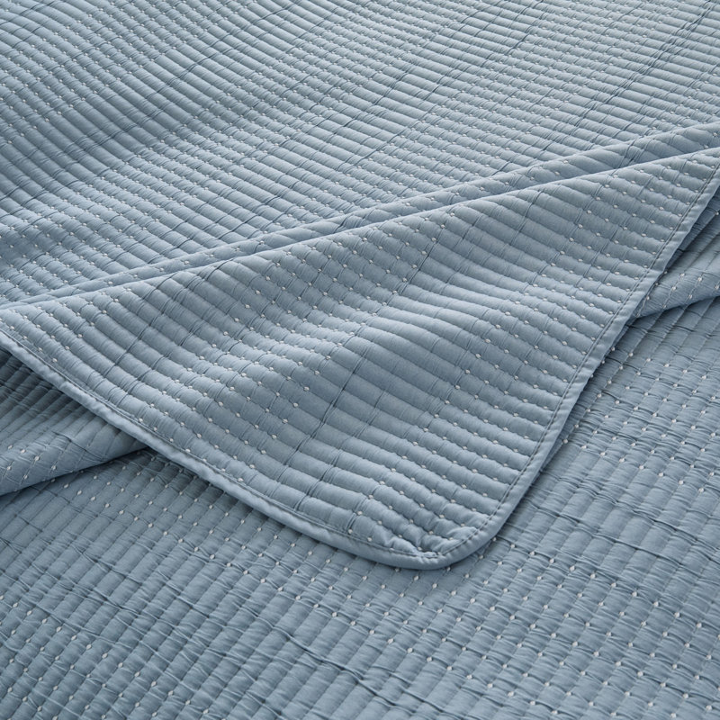 Greenland Home Fashions Cosmo 2-Piece Twin Size Chambray Coverlet Set, 68x88 Inch, Twin Quilt + 1 Standard Sham