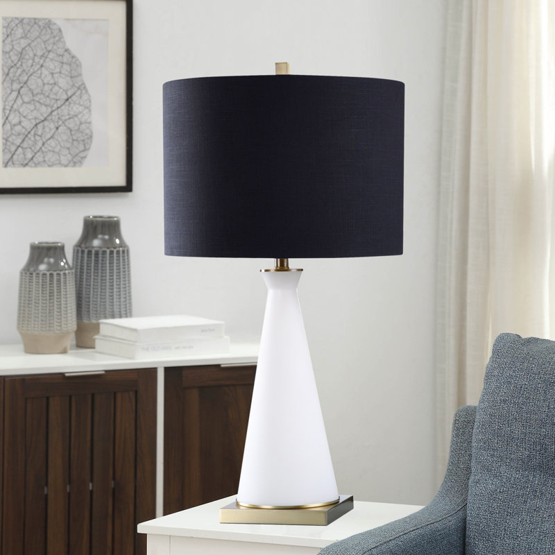 Lampe de table 29,5 po Olallo, Blanc / Laiton antique, Noir