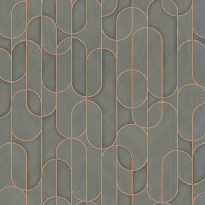 Velvet Flocked Geometric Rounded Shapes Elegant Wallpaper